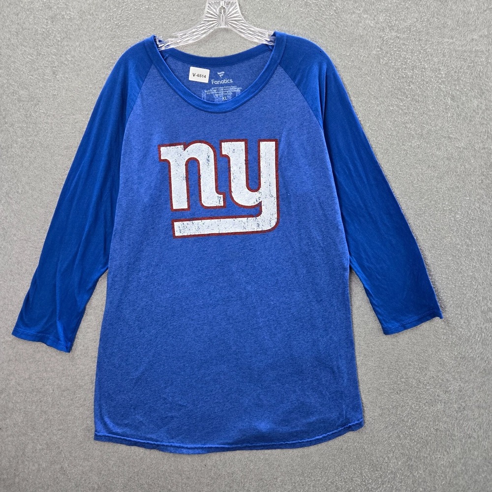 New York Giants Women Shirt‎ XL Blue Majestic Saquon Barkely 26 3/4 Sleeve NWT